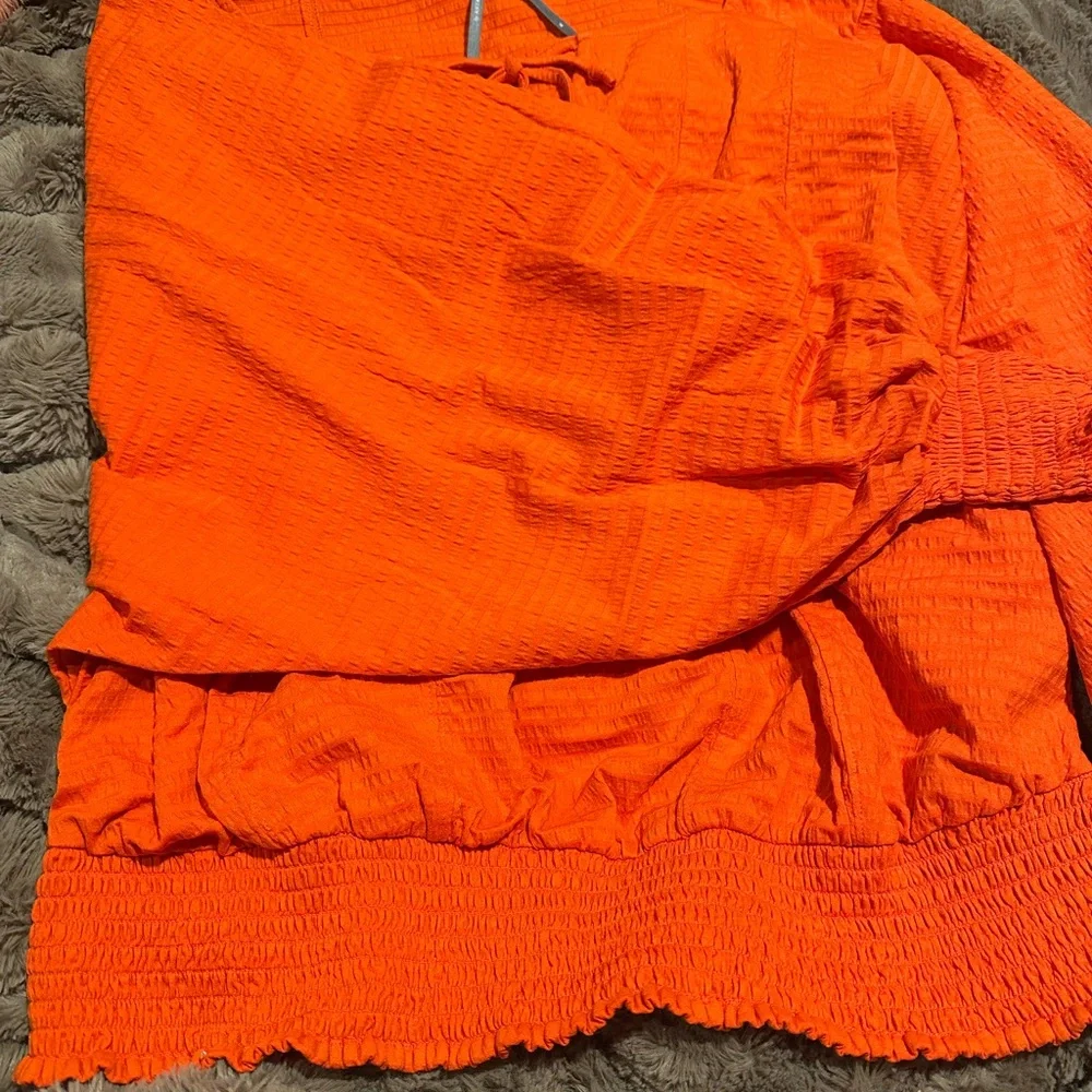 Anthropologie Vibrant Orange Blouse - Picture 6 of 11